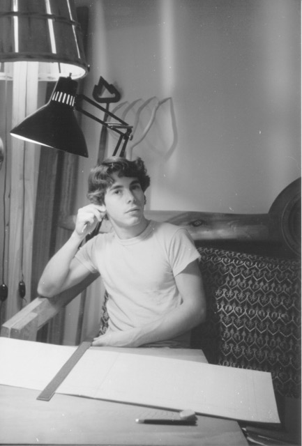 Greg at 20 designing Opus 1 in 1975